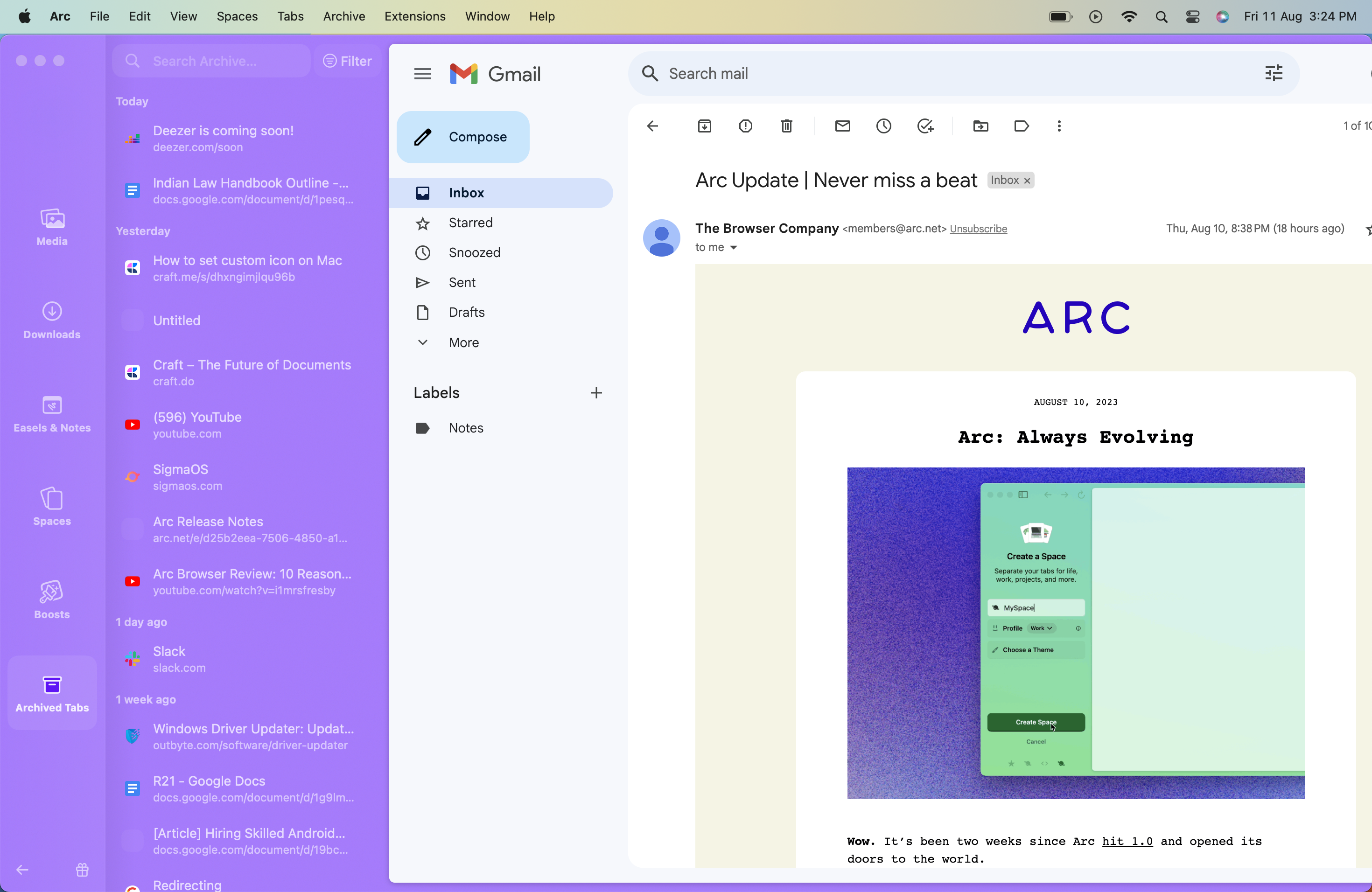 archived tabs in arc browser